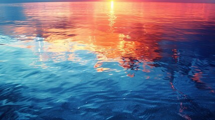 Wall Mural - Vivid colors of sunset reflected on the calm ocean