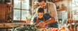 © LeManna - Father and son cooking dinner together on the domestic kitchen. Family and parenting concept.