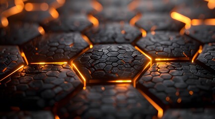 Wall Mural - Futuristic black Hexagon Design