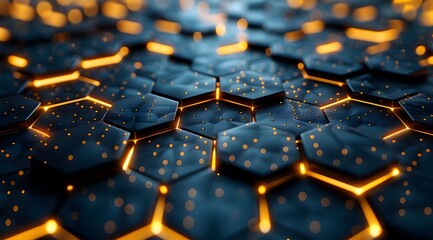 Poster - Futuristic blue Hexagon Design