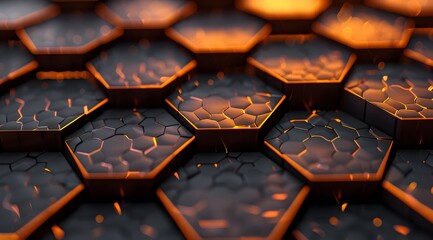 Wall Mural - Futuristic gold Hexagon Design