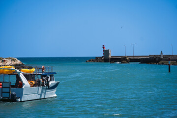 Fishing and tour boats in the port, Ribeira de Bensafrim, Lagos, Algarve, Portugal