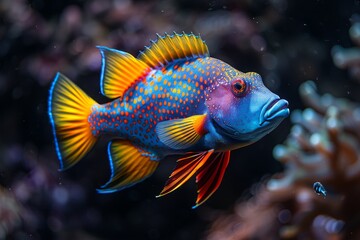 Triggerfish with vibrant colors and unique patterns, appealing to marine enthusiasts. 