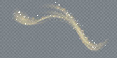 Fototapete - Golden magic comet light effect with lots of sparkling bokke and shimmering light effects. Magic golden wind for web design and fairytale decoration. vector