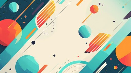 retro vintage abstract background geometric shape spot line, Generative Ai