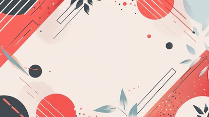 retro vintage abstract background geometric shape spot line, Generative Ai