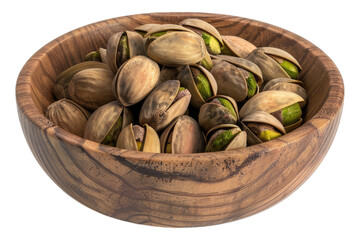 Wall Mural - Pistachio in a wooden bowl isolated on transparent background