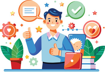 Wall Mural - Flat illustration of a customer satisfaction, vector illustration.