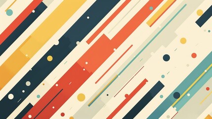 retro vintage abstract background geometric shape with speed motion perspective line, Generative Ai