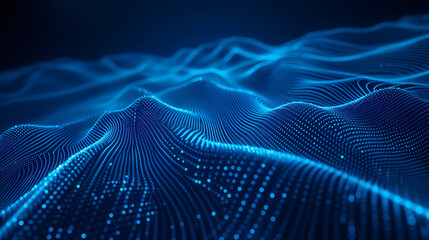 Wall Mural - A digital wave pattern with blue particles, symbolizing dynamic data flow