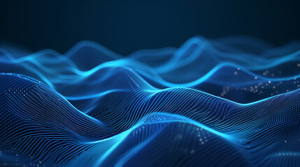 Poster - A digital wave pattern with blue particles, symbolizing dynamic data flow