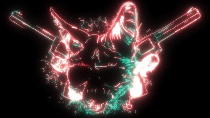 Sticker - neon animation of Fox head mascot