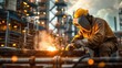 © Tana Studio - Close up of engineer is welding with refinery background