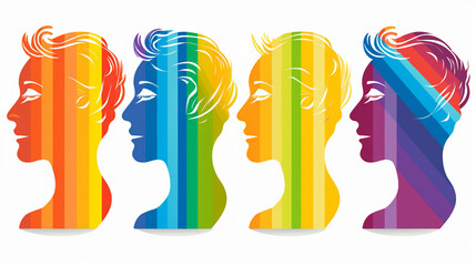 Sticker - Colorful LGBT Pride Vector Illustration Set: Celebrating Diversity, Equality, and Inclusion with Rainbow Flags and Human Symbols - Social Activism and Support Concept