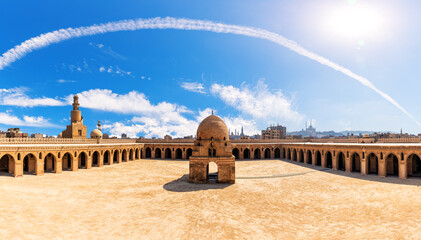 Wall Mural - The Mosque of Ibn Tulun aerial panorama, famous landmark of Cairo, Egypt