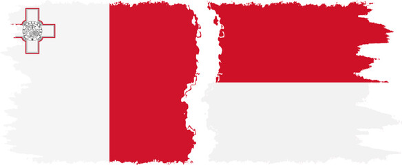 Monaco and Malta grunge flags connection vector