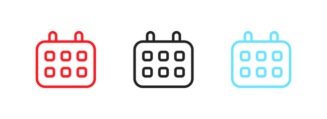 Wall Mural - Calendar icon set. Flat style. Vector icons