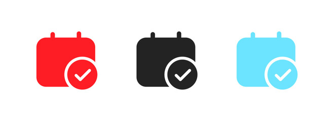 Wall Mural - calendar approved icon set. calendar check mark icons. flat style. vector icons