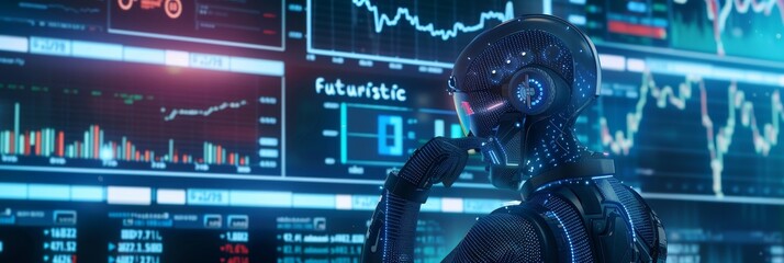 Leinwandbilder - Stock market trades executed by robots or automated software, mixed digital illustration and matte painting using 3D software.