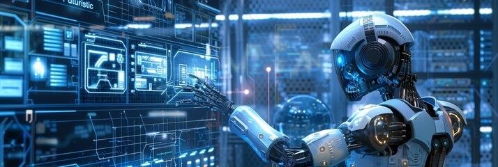 Leinwandbilder - Software for industrial IoT robots. Digitally generated 3D rendering, not based on actual scenes.