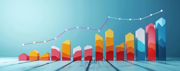 A presentation slide with a growth chart and key performance indicators