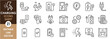 © Parbat - A set of line icons related to charging. Vector outline icons with charger, electric vehicle, charging station, wireless charging, socket and so on.