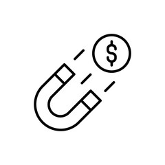 Fund magnet outline icons, minimalist vector illustration ,simple transparent graphic element .Isolated on white background