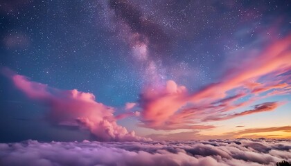 Wall Mural - a colorful sky filled with lots of stars and a star filled sky filled with lots of pink and blue clouds