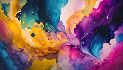 Wall Mural - colourful fun watercolor paint abstracts illustration