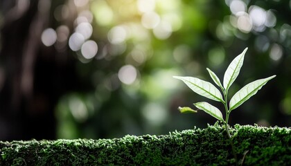 Wall Mural - close up of nature view green leaf on blurred greenery background under sunlight with bokeh and copy space using as background natural plants landscape ecology wallpaper concept