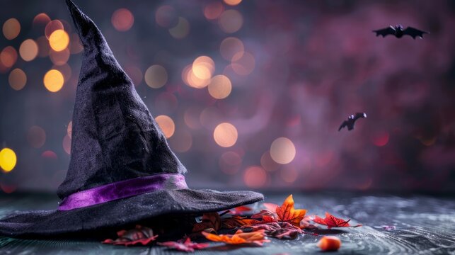 Witch Costume for Halloween on a Spooky Banner with Space for Copy