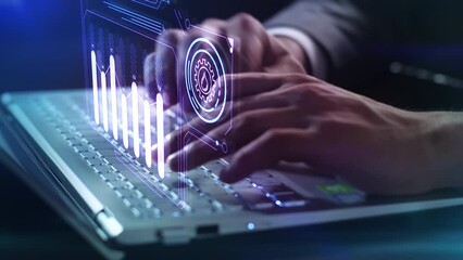 Wall Mural - businessman works and analyzes oil industry data using artificial intelligence.