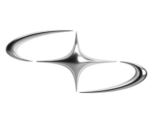 Wall Mural - 3d y2k chrome star with elongated, fluid, wavy shapes and sleek, shiny, metallic, glossy finish. iso
