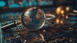 © nattapon98 - Analyzing financial markets with a digital globe and magnifying glass