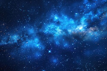 Stars On Blue. Milky Way Lactic Galaxy in Night Sky as Cosmic Universe Background