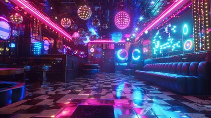 Wall Mural - Wide angle photography, old disco vinyl shop, cool background photography.