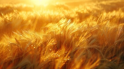 Wall Mural - A field of golden barley swaying in the breeze.