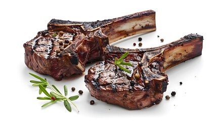 Freshly grilled steak isolated on a white background