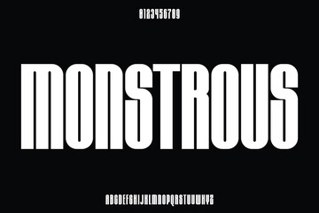 Wall Mural - modern strong condensed alphabet display font vector. monstrous bold typeface
