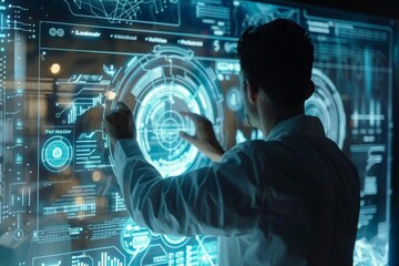 Tech professional working on a futuristic interface