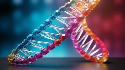 Generate a model of a DNA double helix with colorcoded base pairs for adenine, thymine, cytosine, and guanine.
