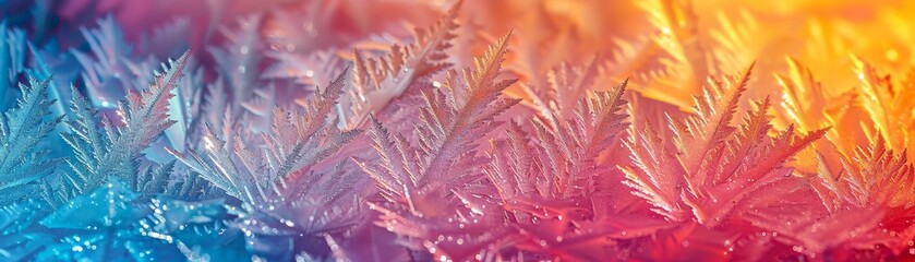 Canvas Print - a colorful field of frosted flowers with a blue background