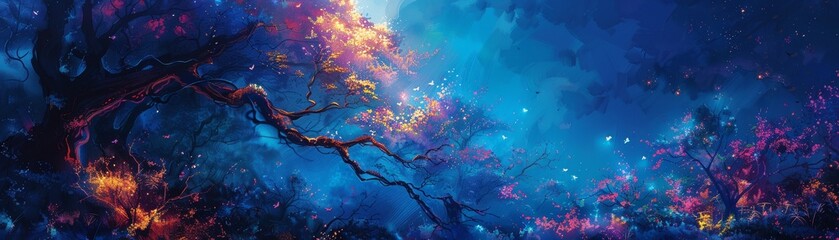Canvas Print - a beautiful blue sky with a tree in the foreground