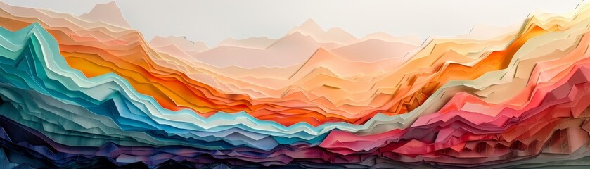 Wall Mural - A colorful mountain range with a blue and orange stripe