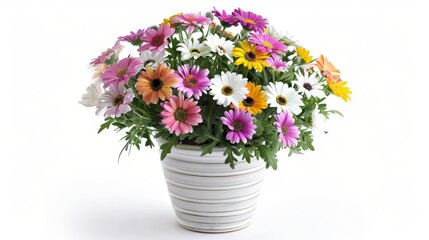 Wall Mural - A white vase with a colorful bouquet of flowers in it