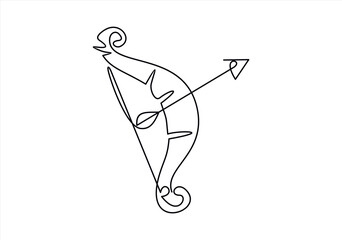 Archery bow and arrow icon in thin line style