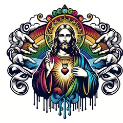 Poster - A colorful art of a jesus christ lively used for printing realistic card design.