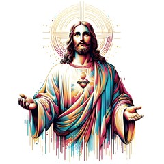 Poster - A colorful drawing of a jesus christ has illustrative realistic harmony attractive.