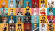 © inthasone - Collage of different Cute children dreaming about their future professions on color background