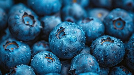 Wall Mural - A close-up of ripe blueberries ready for picking.